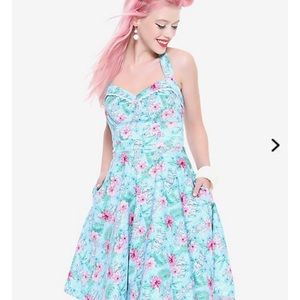 Blue Floral Tiki Swing Dress